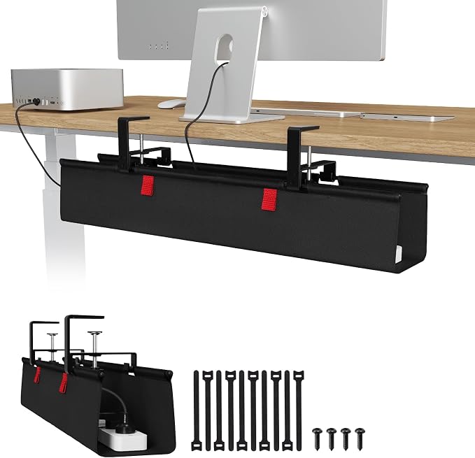 Univivi No Drill Under Desk Cable Management Tray, Clamp/Screw Mount Desk Cable by Univivi