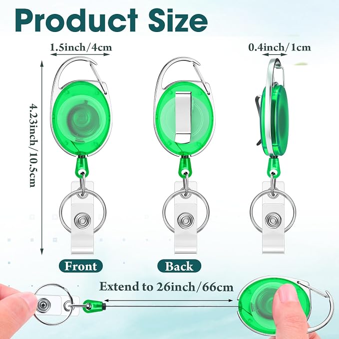 Laumoi 80 Packs Retractable ID Badge Holder Name ID Badge Reel Clips Keychain - Image 2