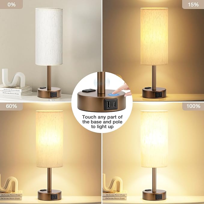 Fenmzee Brown Bedside Table Lamp - Image 3