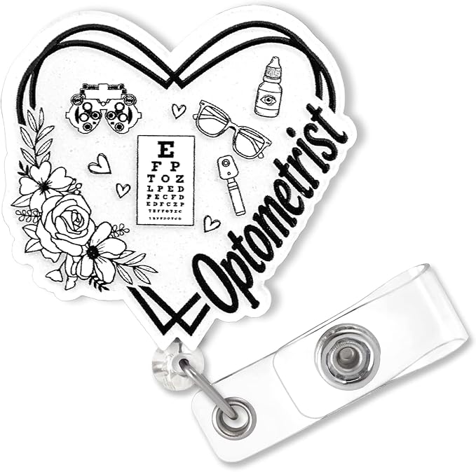 Cute Optometrist Badge Reel Retractable, Elegant Eye Doctor Acrylic Badge Holder by Bydevia
