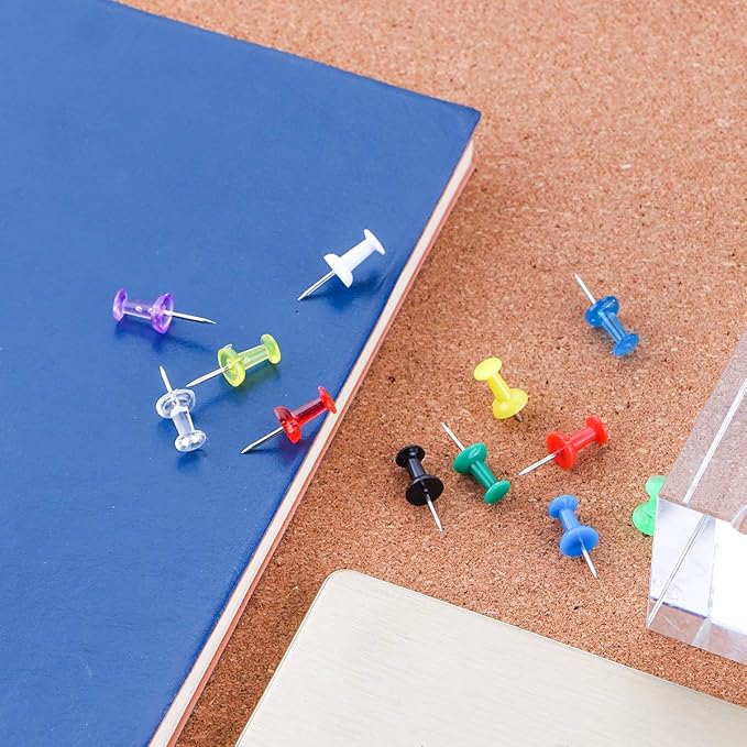 Push Pins 600 Count Clear Multicolored, Standard Thumb Tacks Steel Point and - Image 6