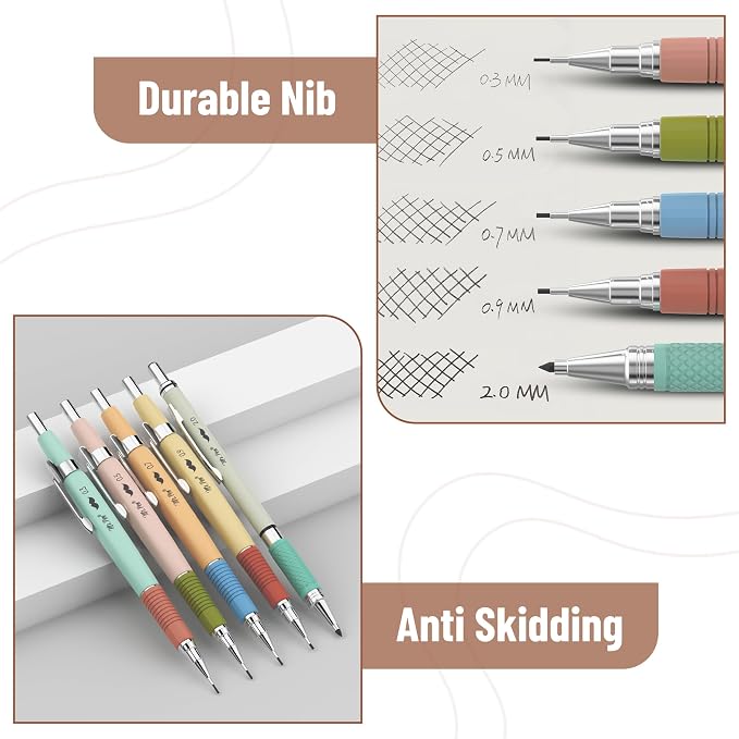 Mr. Pen- Art Mechanical Pencil Set, 5 Metal Mechanical Pencils, 5 HB Lead - Image 4