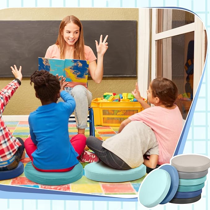 Juexica 8 Pcs Extra Thick Flexible Seating Floor Cushions Assorted Colored - Image 5