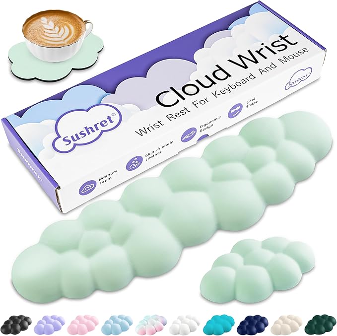 Sushret Cloud Wrist Rest Keyboard, Cloud Keyboard Wrist Pad Set by Sushret