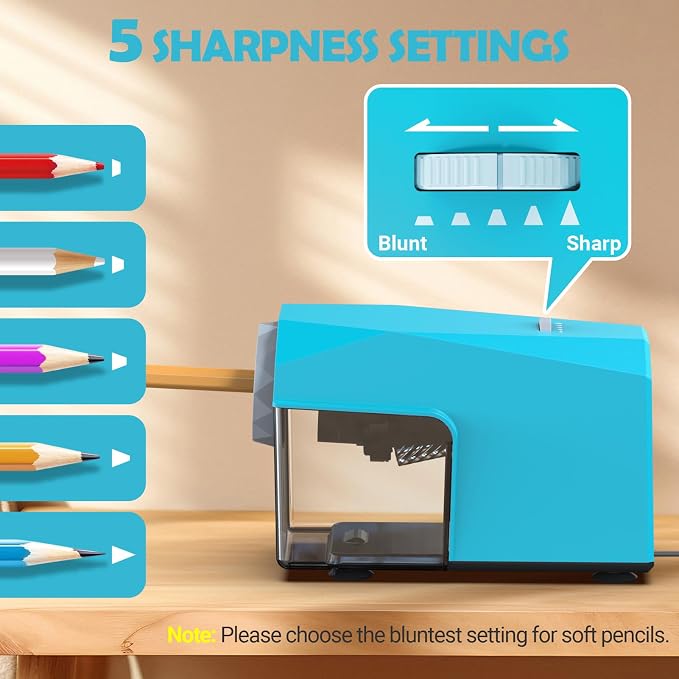 AFMAT Electric Pencil Sharpener, Fast & Hands-Free, 10K+ Uses, 5 Nibs, Fully - Image 5