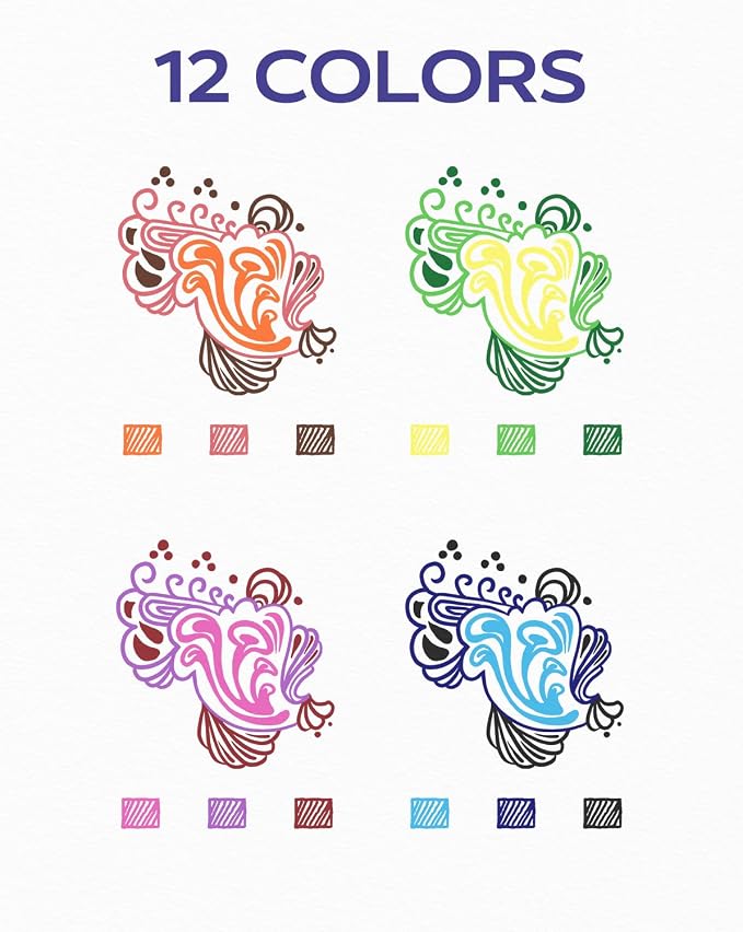 Four Candies Quick Dry Ink Colored Pens Set, 12 Colors Retractable Gel Pens - Image 2