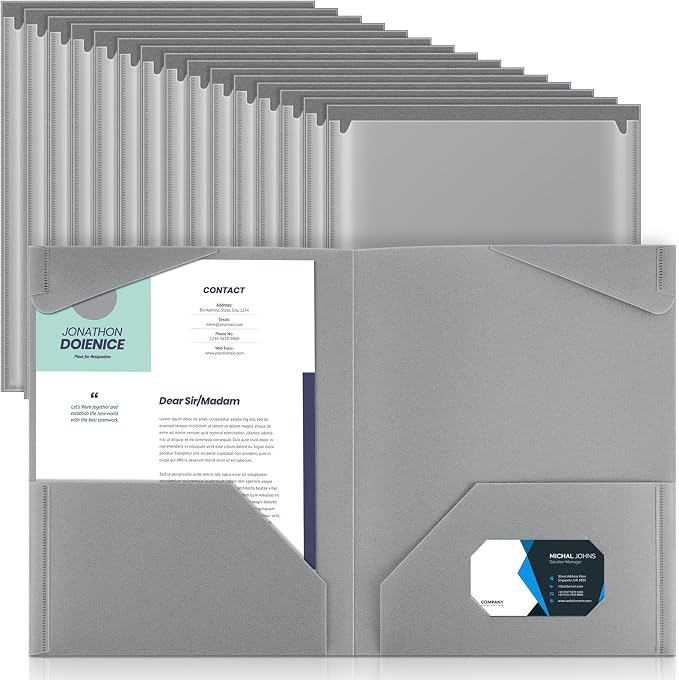 Henoyso 36 Pack Dark Gray Plastic Folders by Henoyso
