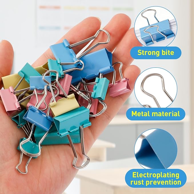 Colored Binder Clips Assorted Sizes, 4 Sizes - Image 4