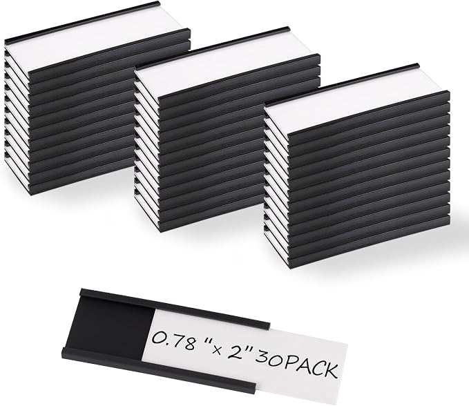 Realth C Channel Magnetic Label Holders 30 Pack 0.78" x 2" | Magnetic Signs by Realth