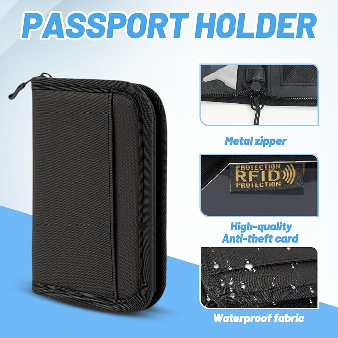 Passport Holder for Travel Essentials, RFID Blocking Protector Passport Wallets - Image 3