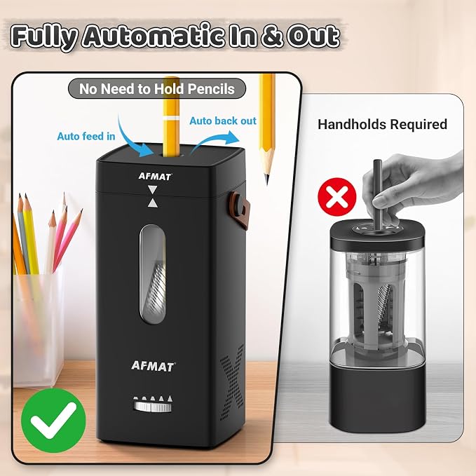 AFMAT Electric Pencil Sharpener, Fully Automatic Pencil Sharpener, Auto in & Out - Image 2