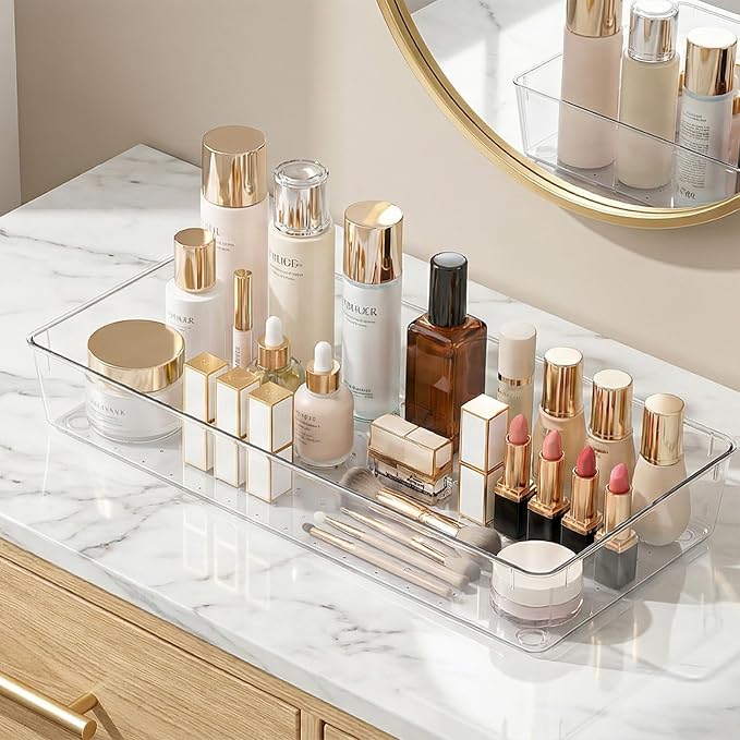 14 Pcs Clear Plastic Drawer Organizer Tray - Image 4