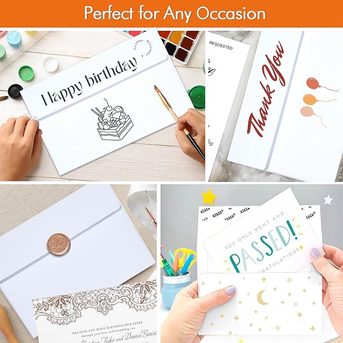 A9 Invitation Envelopes 50 Pack White 5 3/4 x 8 3/4 Inches Self Seal Printable - Image 4