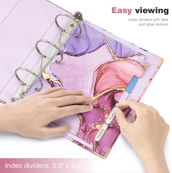 Ospelelf Mini 3 Ring Binder, 2 Inch, Cute Pink Marble Binder - Image 7