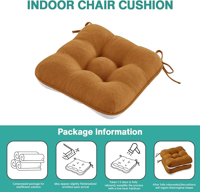 BETU Chair Cushions for Dining Chairs Set of 2, 3.5" Thick Kitchen Table Chair - Image 9