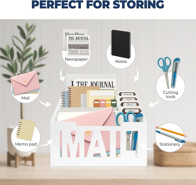 Mail Organizer Countertop, Desktop Mail Sorter - Image 2