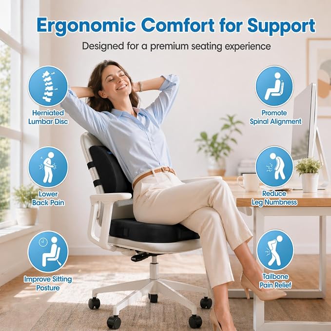 CloudBliss Lumbar Support Pillow & Seat Cushion Set - Image 2