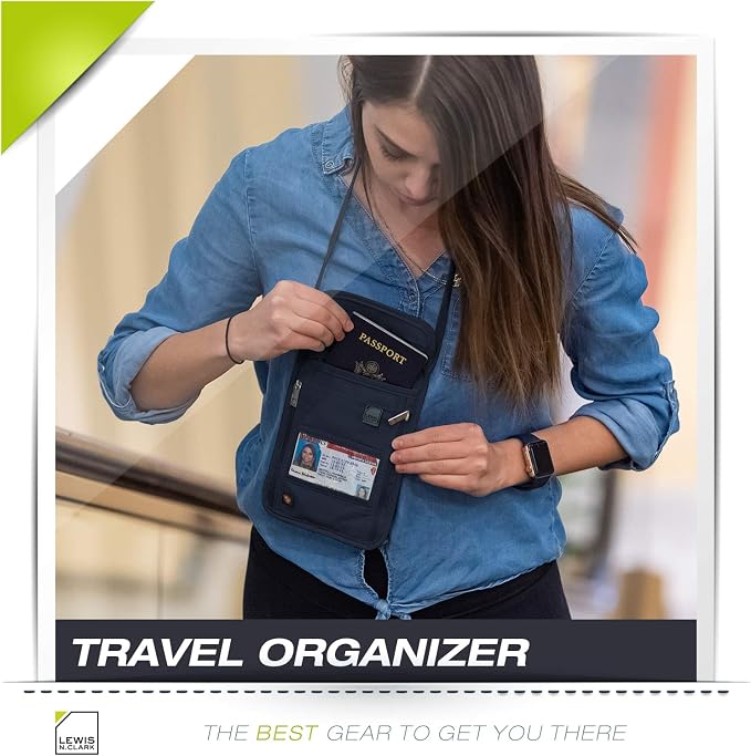 Lewis N. Clark RFID Blocking Stash Neck Wallet, Travel Pouch + Passport Holder - Image 7