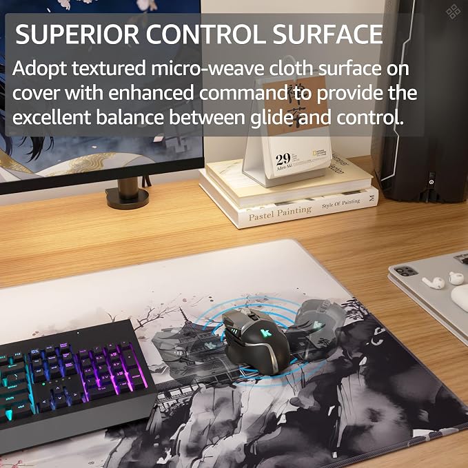 KTRIO Large Gaming Mouse Pad, Desk Mat, 31.5 x 15.7 in, Zen Sakura, XXL | - Image 2