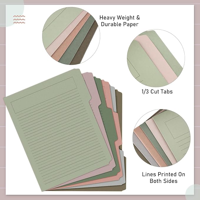 Cholemy 72 Pack Manila Lined Decorative File Folders, Letter Size, 1/3 Cut Tab - Image 3