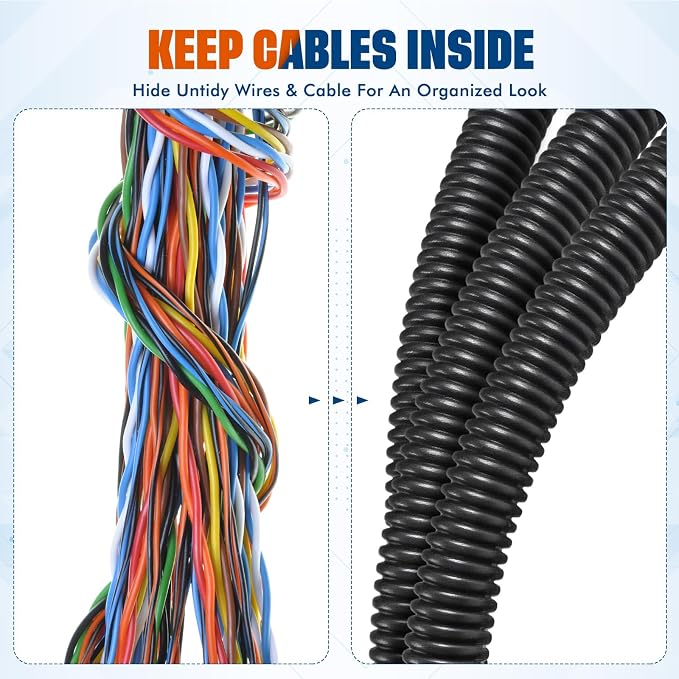 Sasylvia 1/4" x 200 ft Split Wire Loom Tubing Automotive Wire Loom Assortment - Image 4