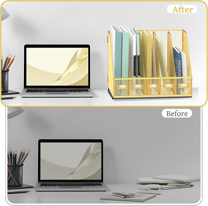 SUPEASY Desk Organizers Metal Desk Magazine File Holder - Image 6