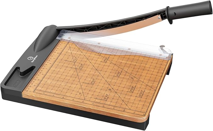 12 Inch Heavy Duty Paper Cutter, Wood Guillotine Paper Cutter & Trimmer by syntpNovo