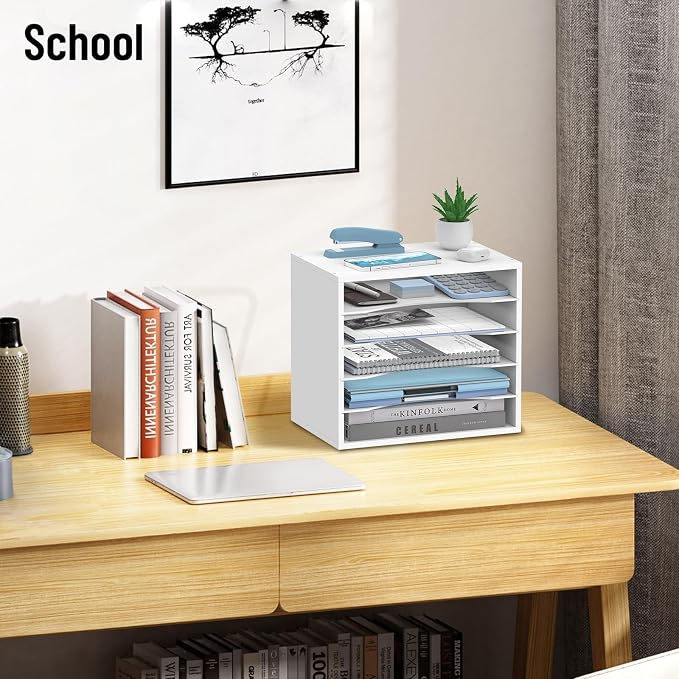 5-Tier Wood Desk Organizer, Paper Tray Organizer - Image 7