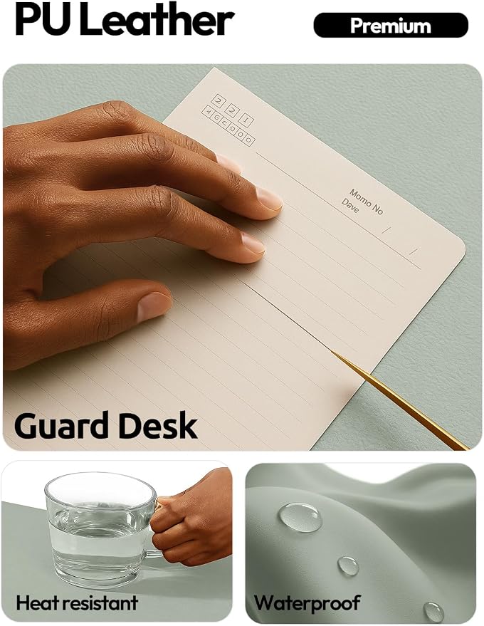 YSAGi Leather Desk Pad Protector, Office Desk Mat, Large Mouse Pad, Non-Slip PU - Image 3