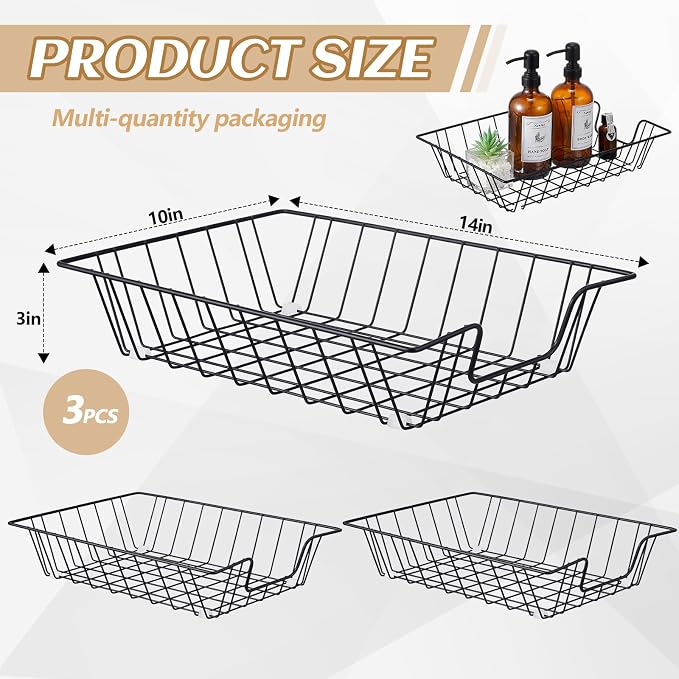 Yeaqee 3 Pcs Letter Tray Wire Paper Trays Stackable File Desk Organizer Metal - Image 2