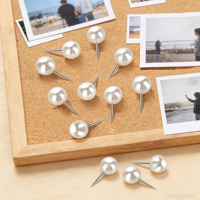 100 Pcs Pearl White Decorative Push Pins - Image 3