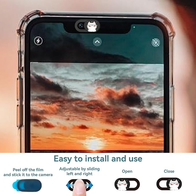 6Pcs Phone Privacy Camera Cover Webcam Camera Cover Slide Cat Pattern Privacy - Image 3