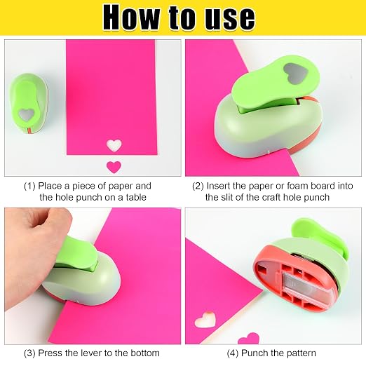 CHENGU 3 Pack Heart Craft Hole Punch 2, 1 and 5/8 Inch Punch Paper Punchers - Image 4