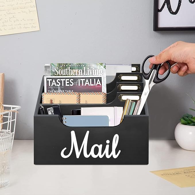 Rustic Wood Mail Organizer Countertop - Image 2