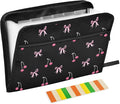 Expanding File Folder Black Pink Bow Cherry Accordion File Organizer 13 Pockets by ALAZA