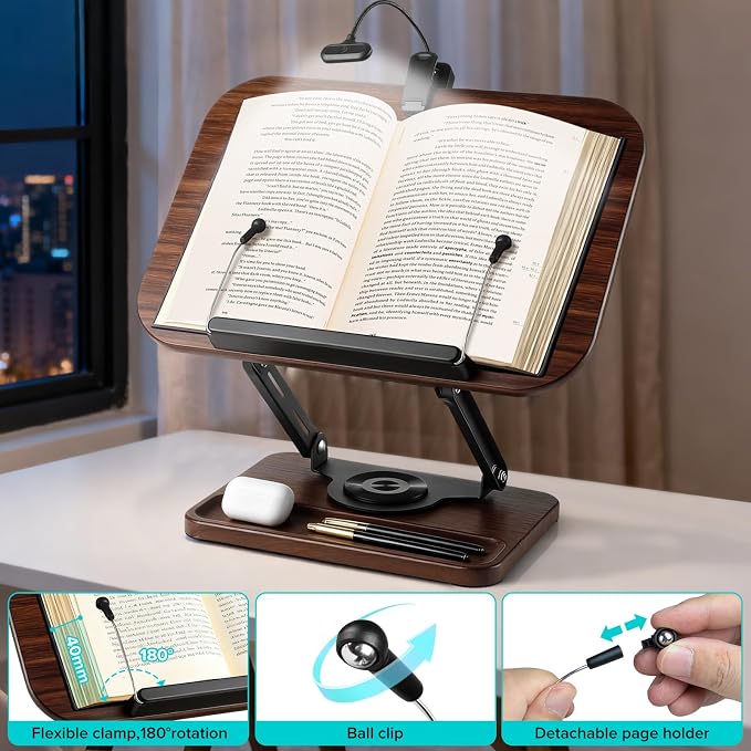 Book Stand with Light & Storage, Book Holders - Image 8
