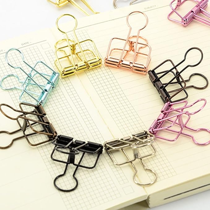 Hollow Out Paper Binder Clip Invoice Bill Clip Office Supplies Pack of 20 - Image 5