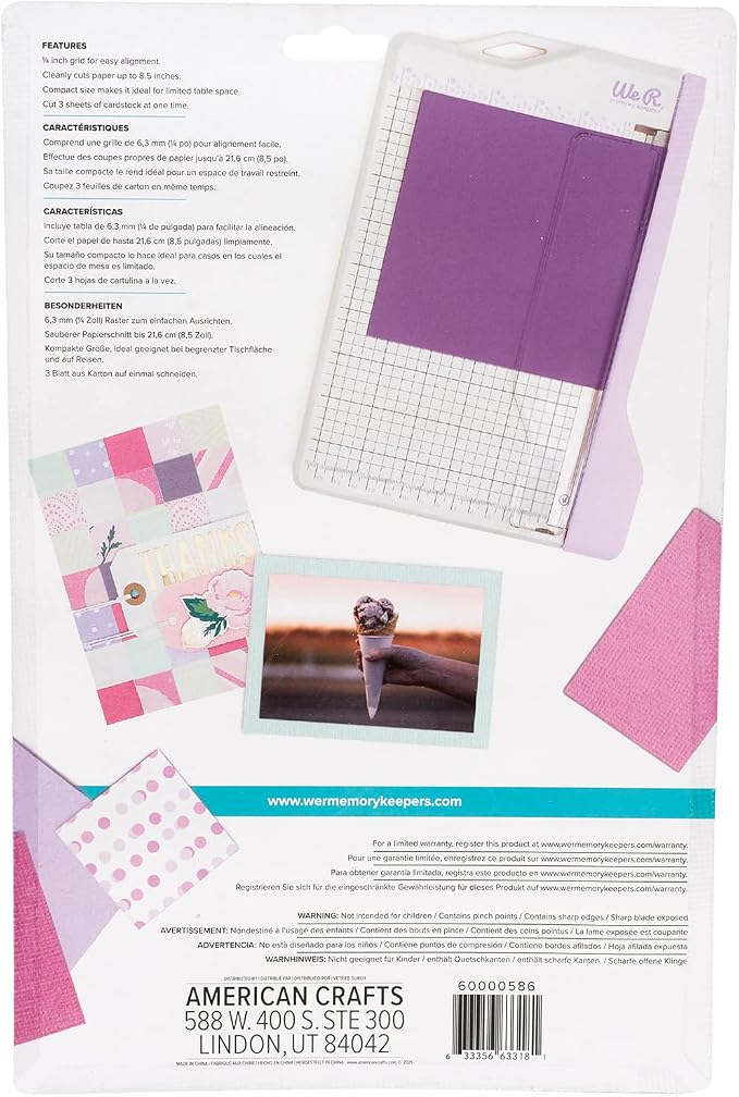 We R Memory Keepers Mini Guillotine Paper Cutter-Lilac - Image 3
