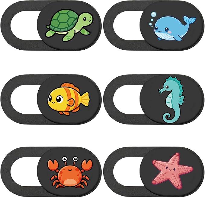 6Pcs 6 Styles Cute Camera Cover Slide Phone Privacy Camera Cover Ocean Animal by PRESSINART