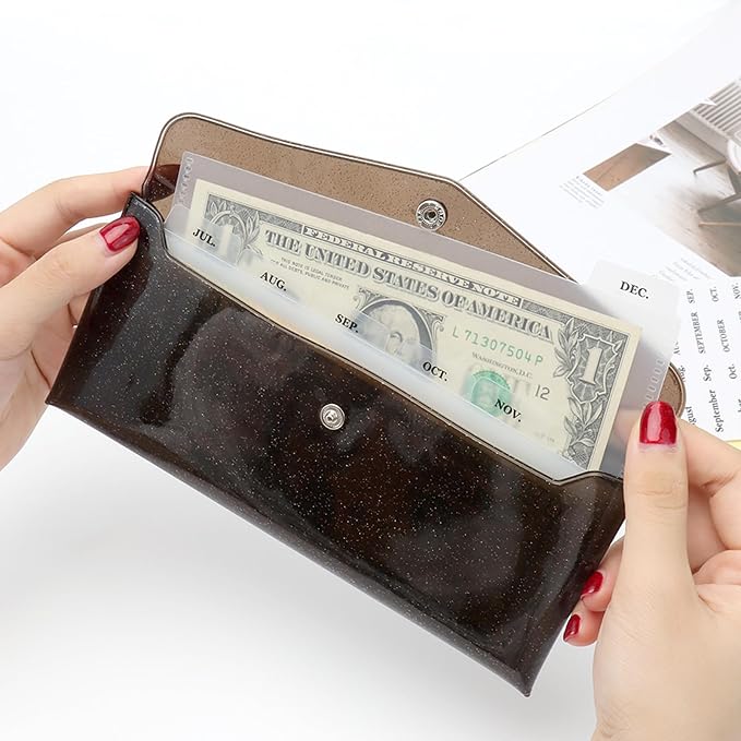 NatSumeBasics 6-Tab Black Cash Envelope Stuffing Wallet - Image 3
