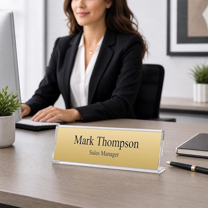 HlIMIEI Acrylic Name Plates for Desks, 5 Pack Clear Name Holders 2 x 8 - Image 6