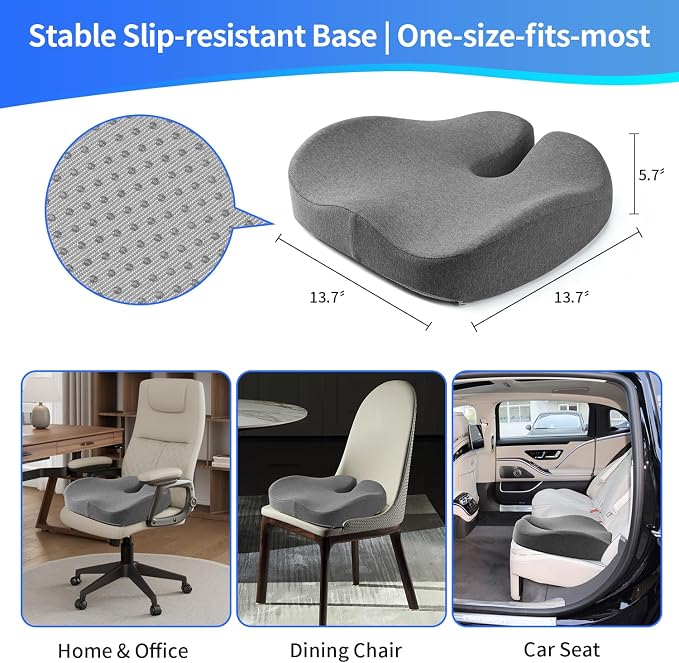 Seat Cushions for Office Chairs & Hip Pain Relief, Extra-Dense Coccyx Cushion - Image 9