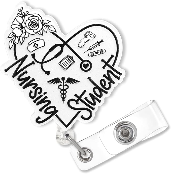 Elegant Nursing Student Badge Reel Retractable, Cute Student Nurse Acrylic by Bydevia