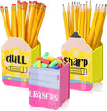 DoubleFill 3 Pcs Sharp and Dull Pencil Holder Eraser Buckets Wooden Shaped by DoubleFill