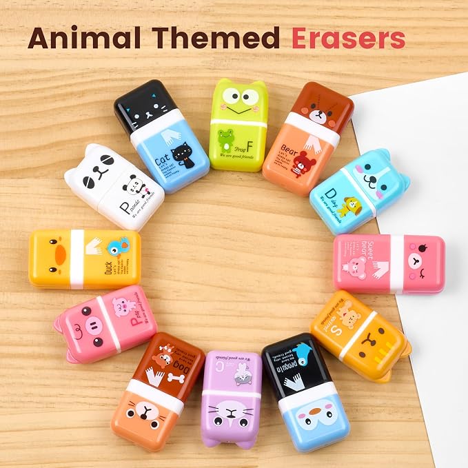 Sooez 12 Pack Pencil Erasers, Cute Erasers Pencil Eraser - Image 6
