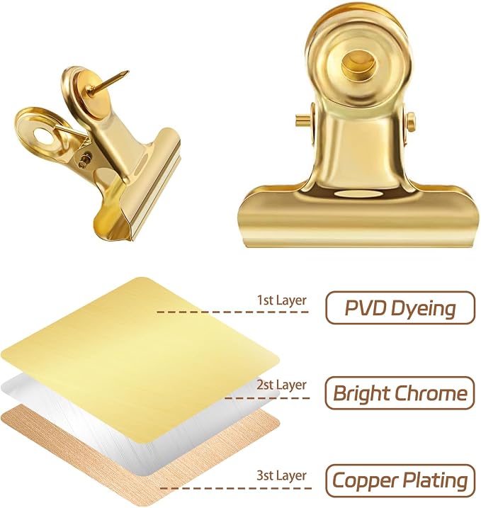 BLMHTWO 30 Pieces Thumb Tacks Clips Gold Heavy Duty Push Pins Metal Cubicle - Image 4
