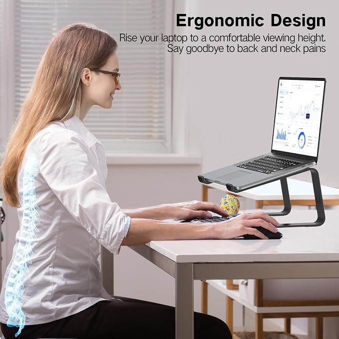 Tonmom Laptop Stand for Desk, Aluminum Laptop Riser Holder, Removable Metal - Image 2