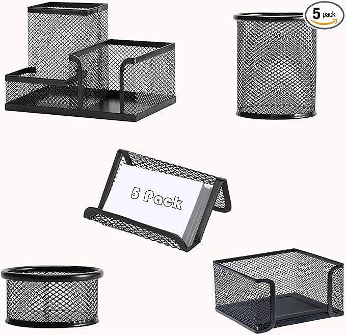 Moonlik Desk Organizers and Accessories Set, Mesh Pen Holder, Office School by Moonlik