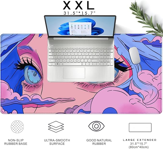 Anime Girl Loving Eye Desk Mat Desk Mat Pink Desk Pad Aesthetic Japanese Mouse - Image 8