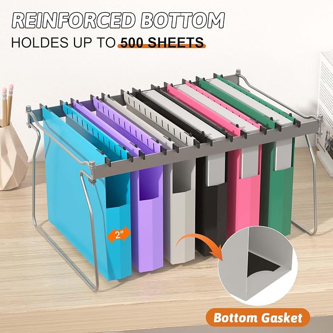 Plastic Extra Capacity Hanging File Folder, 12 Pack Expanding Hanging File - Image 4